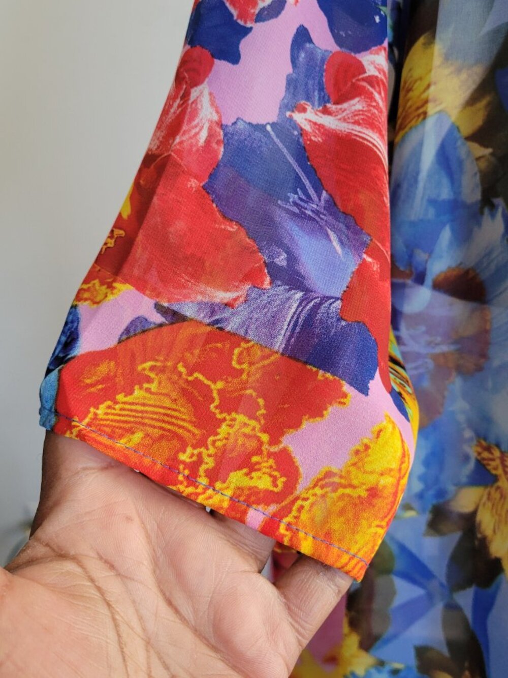 Vibrant Floral Art-to-Wear Sheer Kimono Jacket | S/M - Picture 8 of 16